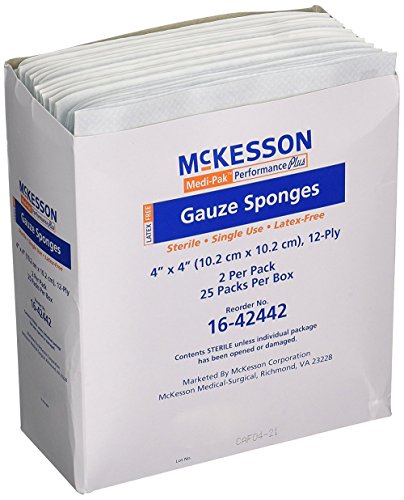 Mckesson Performance plus Gauze Sponge Cover Dressing Sterile sYaQVi, 4 X 4 Inches, 75 Packs of 2