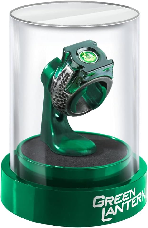 The Noble Collection DC Green Lantern Prop Ring & Display - Die Cast Metal Ring with 4in (10cm) Display Case - Officially Licensed Film Set Movie Props Gifts Jewellery