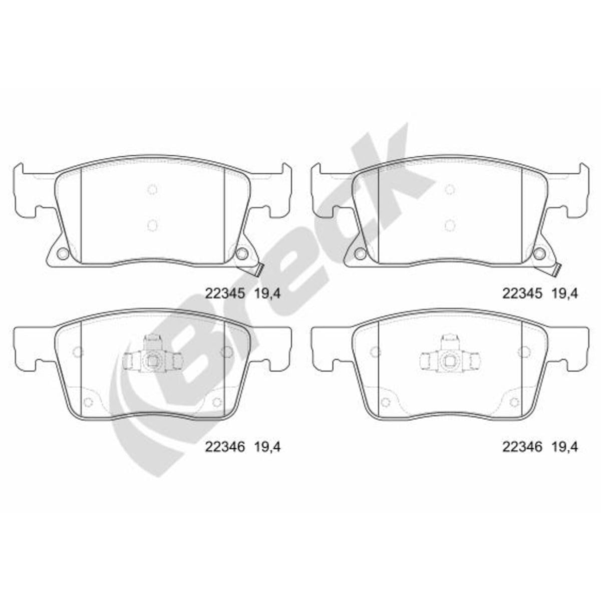 BRECK Juego de pastillas de freno Delantero con avisador acústico de desgaste 22345 00 701 00 Juego de pastillas de freno Compatible con OPEL Astra K Sports Tourer B16 Astra K Hatchback B16, VAUXHALL