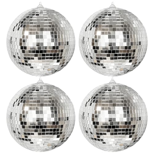4 Stuck weihnachtskugeln Silber Disco Spiegelkugel Discokugeln Kunststoff...