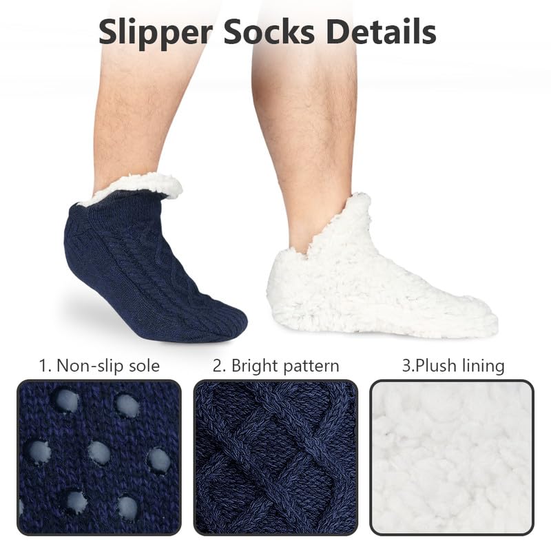 flintronic 1 Paia Calzini a Pantofola per Donna e Uomo, Morbidi e Caldi, Comodi, Caldi Calzini Foderati in Lana, Antiscivolo per Interni