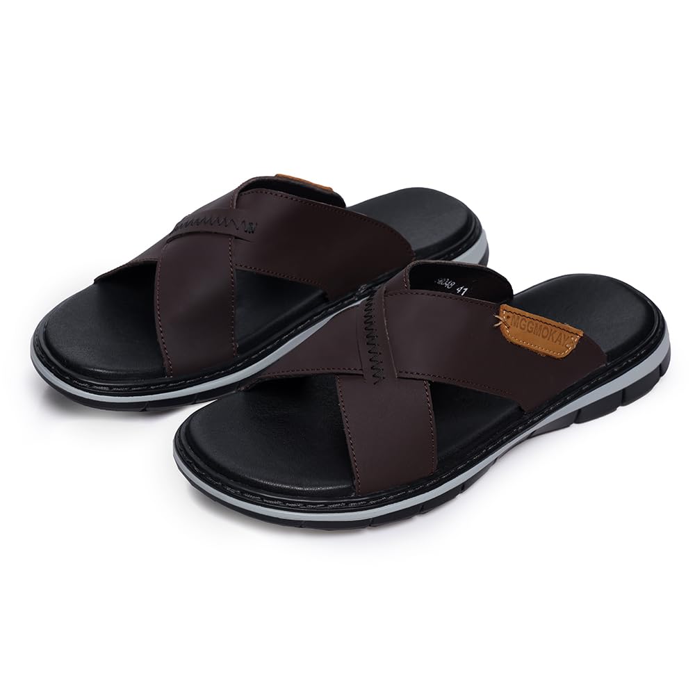 MGGMOKAY Zapatillas Cruzadas Masculinas Sandalias,Hombre Cuero Sandalias,Sandalias de vestir Hombres