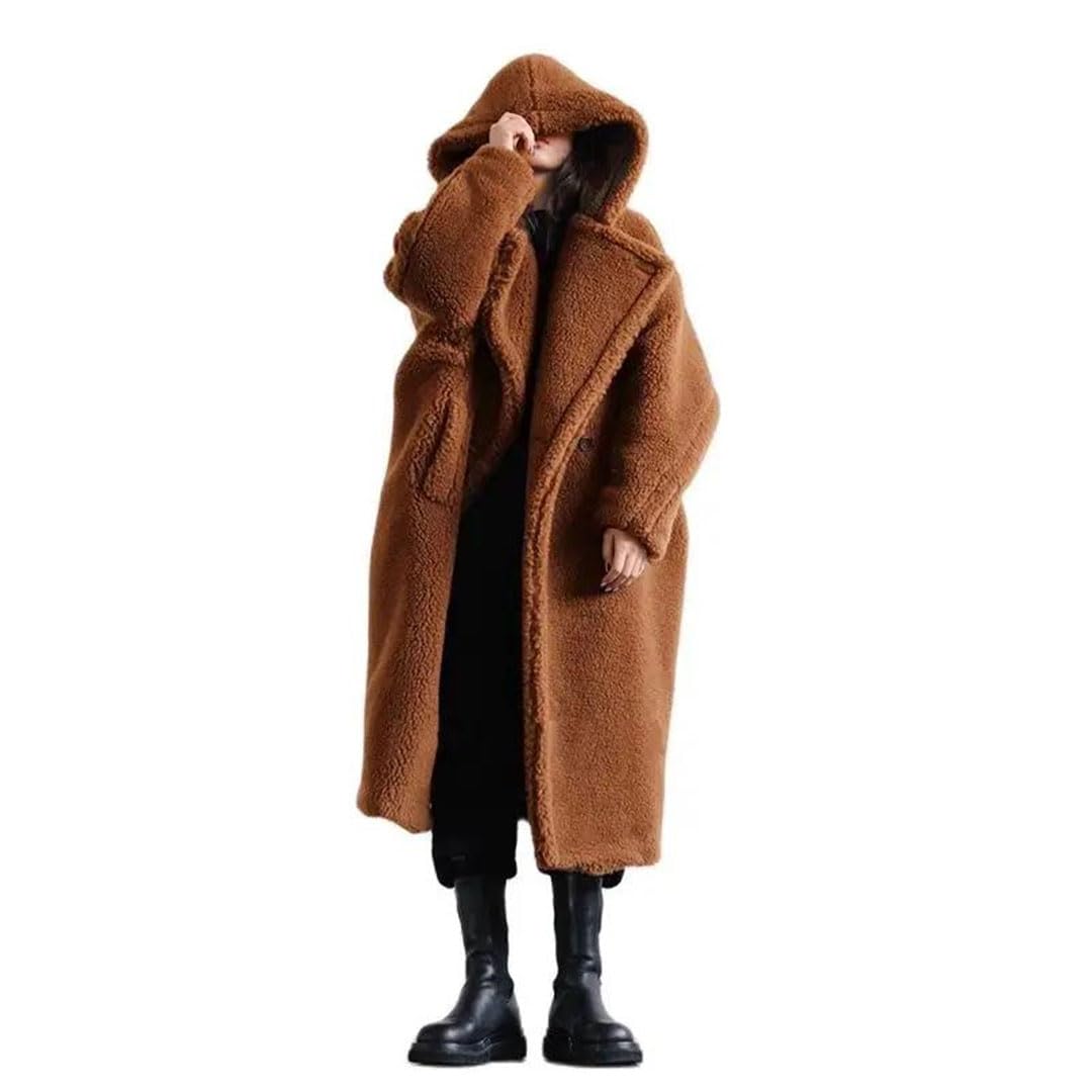 Cappotto lungo da donna invernale parka caldo oversize giacca con cappuccio grosso cappotto cappotti di pelliccia