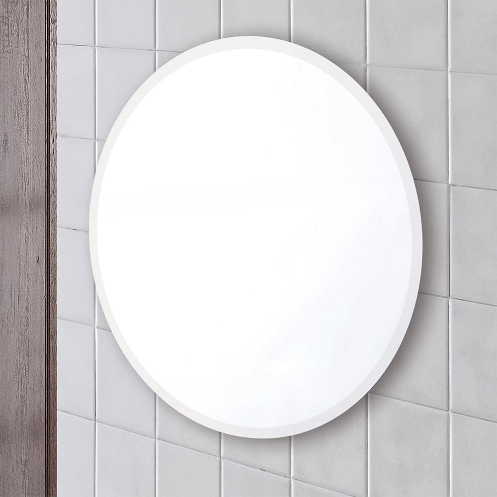Inbagno Specchio Rotondo Da Parete 80 Cm Reversibile Design Moderno Con Bordo Smussato 2,5 Cm
