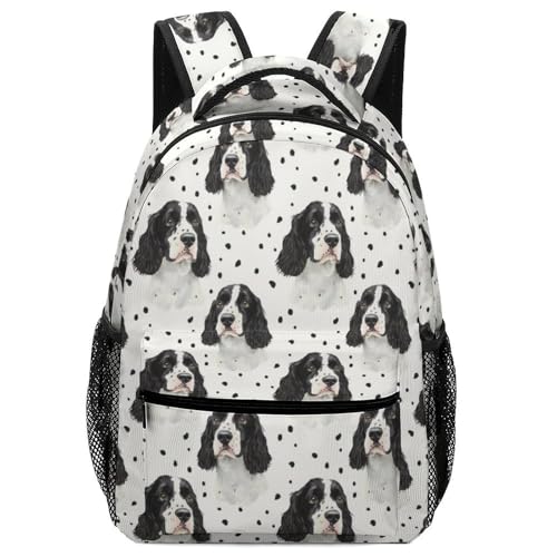 English Springer Spaniel Dog Funny Backpack Casual Daypack Lightweight Shoulders Bag for Men Women Cute Print