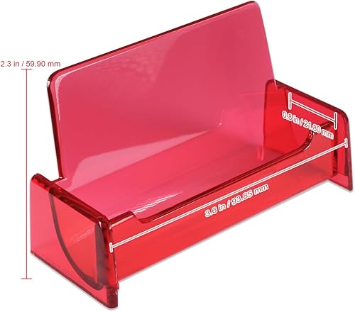 Miniatura 2 de Beauticom® Soporte de plástico para tarjetas de visita de color transparente para encimera (rojo transparente, 600 piezas (estuche maestro)
