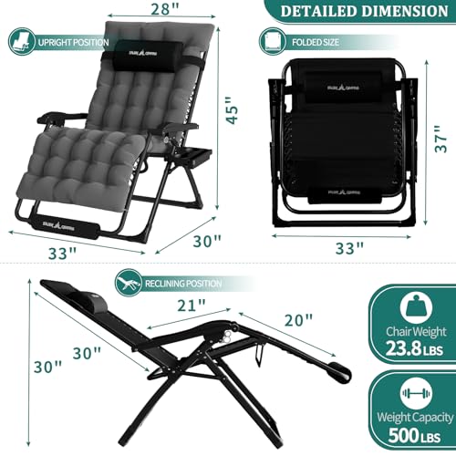Image of UDPATIO Oversized Zero Gravity Chair Patio Reclining Chairs with Cushion