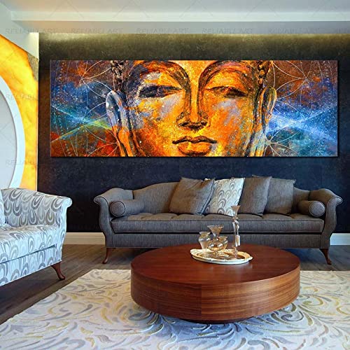 Peinture Bouddha moderne résout le manque d'harmonie murale toile abstraite 50x150