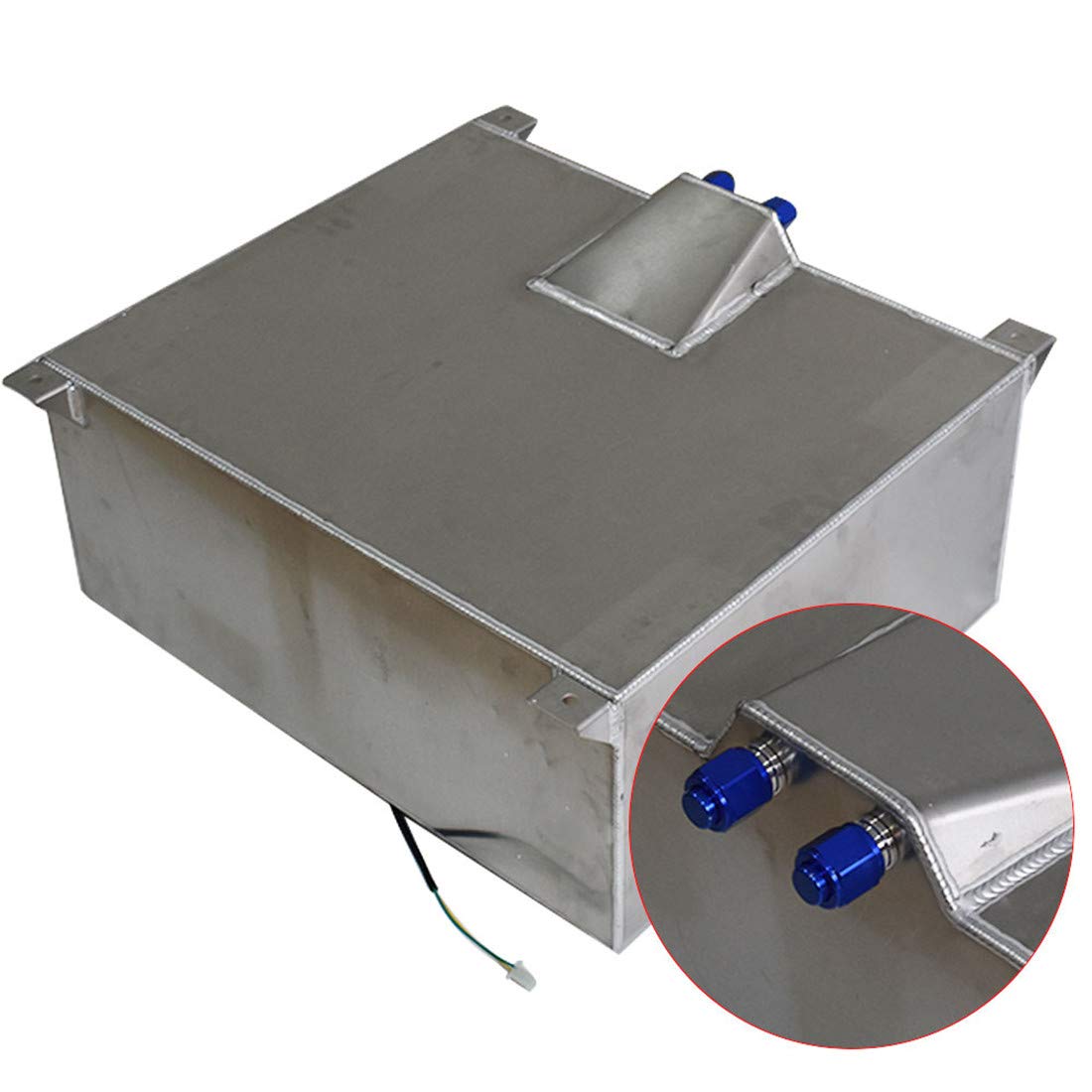 20 Gallon Black Aluminum Fuel Cell Gas Tank + Cap + Level Sender + Steel Line Kit