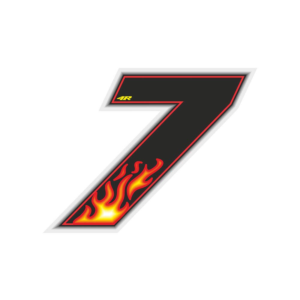 4R Quattroerre.it Racing Number 7 Medium, Flames, 10 x 7.5 cm
