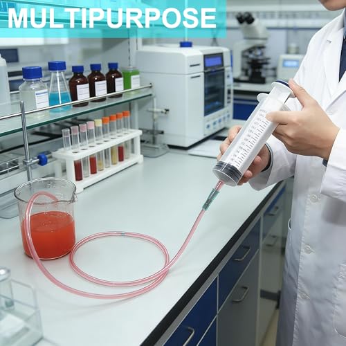 Image of 150 ML Large syringes , Plastic Garden Industrial syringes for Scientific Labs, Measuring, Watering, Refilling,Filtration Multiple Uses (150 ML Syringes + 1* Tubing)