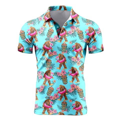 Mens 80s Golf Shirt Dry Fit Performance Short Sleeve Print Shirts Funny 90s Golf Shirts for Men
