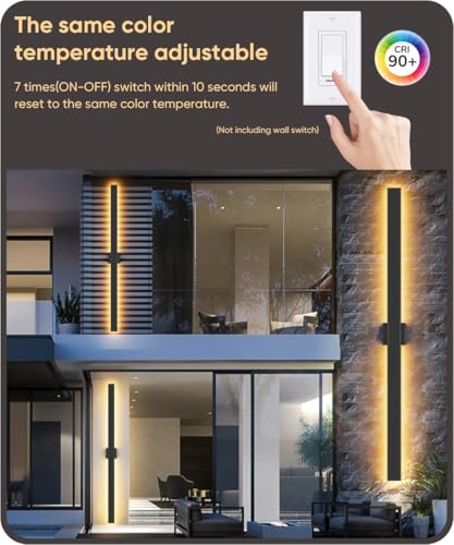 Image of Aipsun 56.3 inch LED Outdoor Wall Light, Modern Black Exterior Lighting Fixture