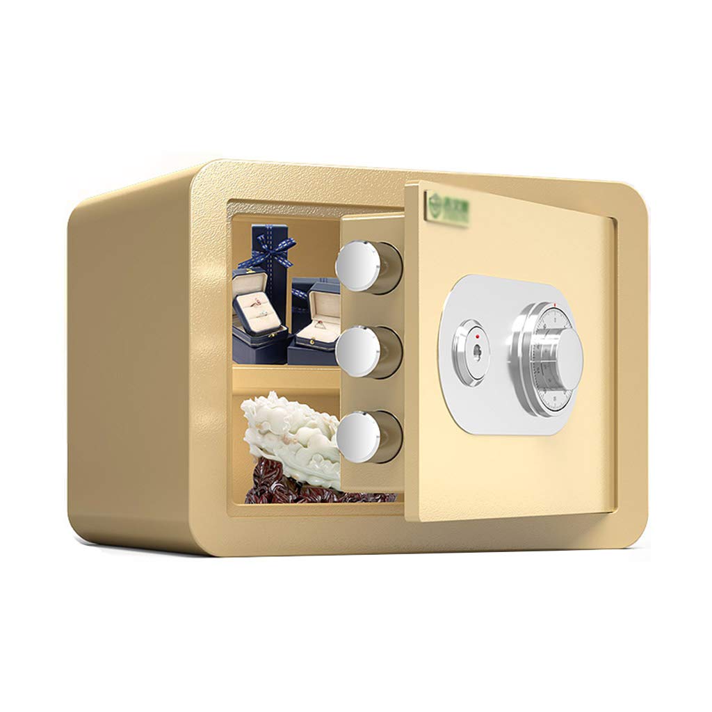 Safe CabinetMechanical Password Safe, 25 Cm All-steel Anti-theft Double Protection Cash, Jewelry, Valuables Storage Box(Color:Golden)