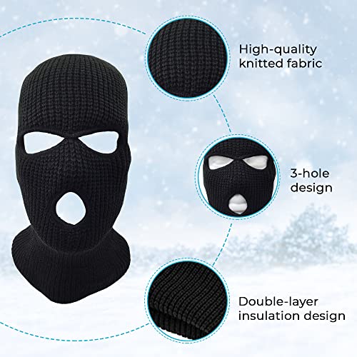 3 Hole Beanie Face Mask Ski - Warm Double Thermal Knitted - Men And Women (Gray) #TOP2