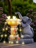 Minyii Solar Garden Outdoor Statues Decor, Elephant with Birdbath Garden Decor for Home House, Yard Art Lawn, Ornaments, Porch Patio, Balcony - Birthday Gifts for Grandma Mom Women