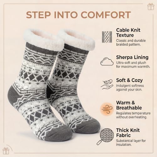 Image of The Metluks Women's Fuzzy Slipper Socks with Non-slip Grippers, Sherpa Lined Warm Cozy Gift Socks