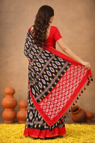 Image of Jack & Jini Women's Floral Print Pure Georgette Saree with Blouse Piece | Soft Casual & Festive Drape | Gift for Mother, Wife.