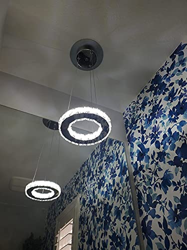 Image of Modern Crystal Hanging Ring Foyer Circular Chandelier LED Light Fixtures Pendant Lights (8.5 inch Diameter, Warm White)