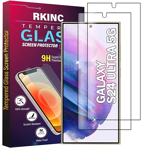 RKINC Verre Trempé [Lot de 2] pour Samsung Galaxy S24 Ultra 5G, Film Protection écran, 9H 0,33 mm HD Glass Déverrouillage par empreinte [sans Bulles...
