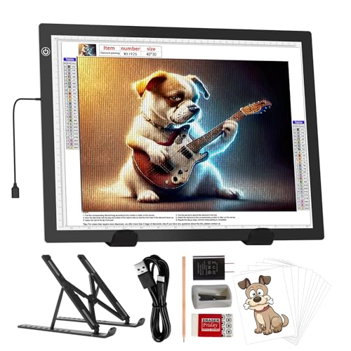 A3 Leuchttisch mit Ständer, 8000 Lux Sehr Hell 5mm Ultra Dünn Light Pad,...