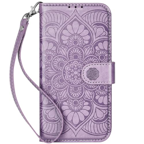 Ateeky iPhone 15 Pro Max Wallet Case,[RFID Blocking] 3 Card Holder Stand with Credit Card Slot PU Leather Magnetic Protective Flip Cover for iPhone 15 Pro Max (Light Purple)