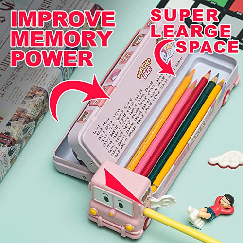 Image of Party Propz Pencil Box For Girls- Pack of 1 School Bus Pencil Box For Girls | School Bus Geometry Box | Kids Geometry Box | School Supplies For Girls Birthday | Return Gifts For Kids | Bus Compass Box
