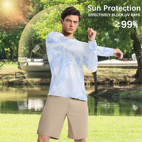 Men Sun Shirts Men's Rash Guard Shirts UPF 50+ Protection Crew Neck Long Sleeve Shirt Grey Marble4