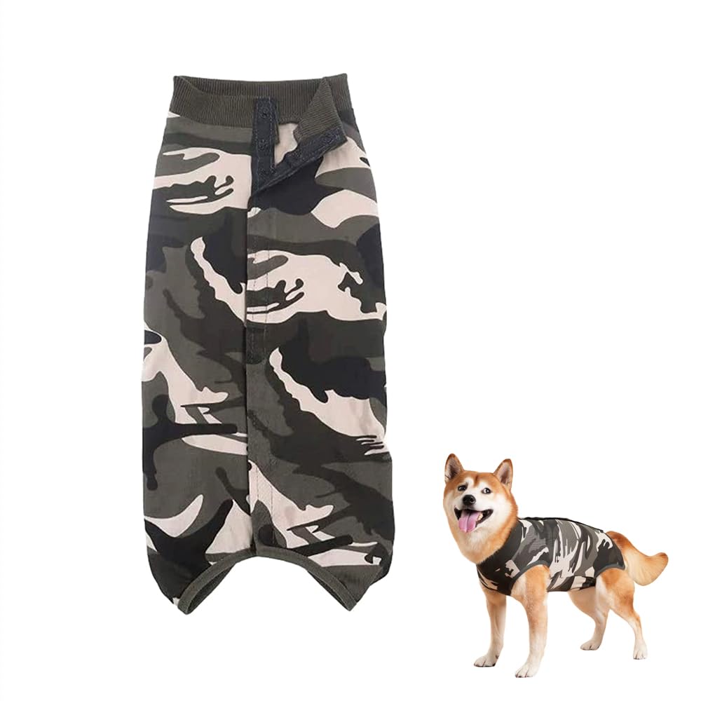 Dog Surgery Recovery Suit Camouflage Dog Recovery Suit Female Male Soft Dogs Bodysuit After Surgery Large Post Surgical Dogs Vest for Post Operative Abdominal Wounds Protect Prevent Licking (L)