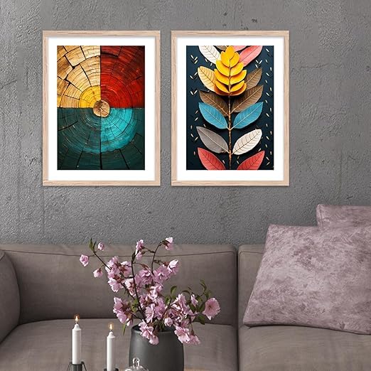 Image of kotart Aesthetic Modern Art Wall Paintings with Frame for Living Room Bedroom Office Wall Decoration - Home Decor Frames Set of 2 (Art 1, 19x25 inch)