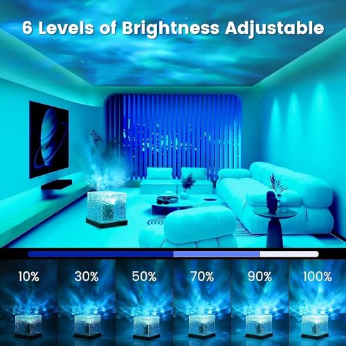Projector Lights Ocean Wave, 3D Water Wave Effect LED Night Light, Crystal Table Lamp with Remote (Blue) 6 51waNo+sU+L