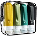 【客室乗務員推薦】トラベルボトル 2024年新型 トラベルセット 一目でわかる 特殊な三重フタ構造 TSA认证 BPAフリー 携帯便利 旅行用 シャンプーボトル 収納ポーチ付 旅行 シャンプー 4本セット [Mrsdry]