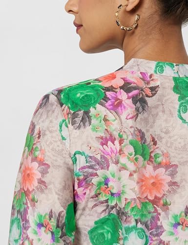 Image of BIBA Women Fit and Flare Below the Knee Rayon Flared Printed Dress
