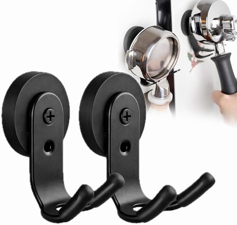 2-Pack Magnetic Portafilter&Tamper Holder,Espresso Accessories Organizer for Metal Wall Surface,Strong Magnet,Anti-Scratch,Space-Saving,Compatible with Ninja Luxe Cafe,Rancilio,Breville Coffee Machine