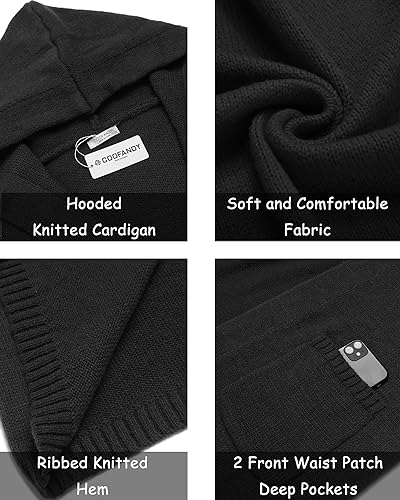 Coofandy ZTJ008818_B_M Mens Open Front Cardigan Sweater Lightweight Hooded Knitted Long Cardigan Men Sweaters thumb #4