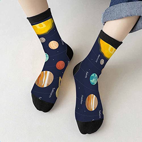 Image of Red Striped Crew Socks for Woman Size 6-8 Christmas Tree Moose Snowflake Dots Lines Girls Socks