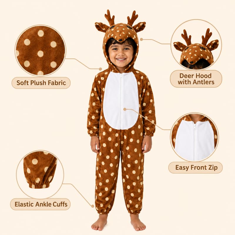Image of Animal Costume for Kids | Plush Fancy Dress Costume for Boys & Girls |School Fancy Dress, Annual Day, Jungle Theme, Role Play, Halloween & Birthday Party