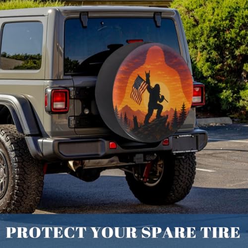 Image of Bigfoot American Flag Spare Tire Cover Wheel Covers Protectors Waterproof Dust-Proof Universal Fit Trailer, RV, SUV and Many Vehicle 16 Inch,C-06
