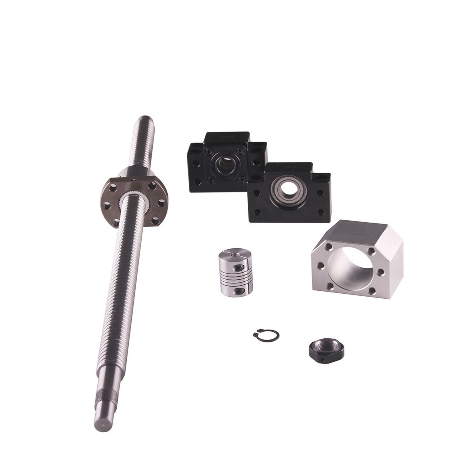 Kit SFU1605: Husillo de Bolas 1605 Extremo mecanizado C7 con Tuerca de Bolas + Soporte de Extremo BK/BF12 + Carcasa de Tuerca + Acoplador (Size : SFU1605-500mm)