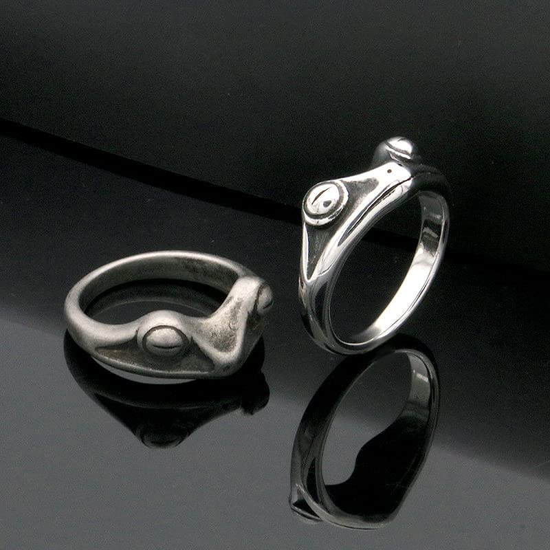 Image of PAMTIER Unisex Vintage Personalized Cute Big Eyes Frog Finger Ring | Stainless Steel, Lifelike Animal, Beneficial Insects