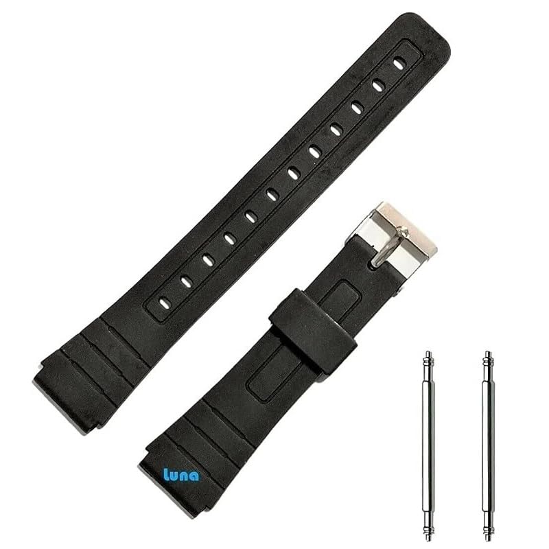 Genérico Correa De Goma Resina Compatible Con CASIO F-91W - Incluye 2 Pasadores De 18 mm - F 91