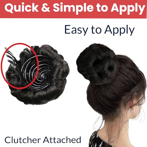 Image of TEMPERIA Hair Buns for Women - Juda Accessories For Women - Hair Buns Clip - Artificial False Fake Hair Donuts Bun Maker Extension - Black - Pack of 1