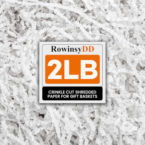 RowinsyDD 2LB White Crinkle Paper Filler Cut Shredded Paper for Gift Baskets Packaging Wrapping Cushion Stuffing Box Confetti Filler for Easter Christmas Wedding Birthday Bridesmaid
