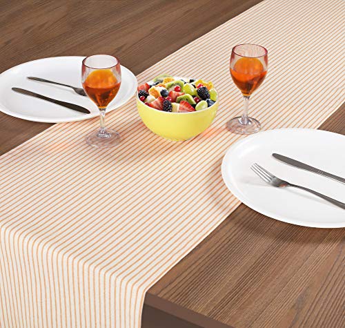 Native Fab Set of 2 Cotton Table Runners Farmhouse 90 Inches Long - Parties Rustic Bridal Shower Decor Dining Table Runners, Wedding Table Runners 14x90 Orange Natural