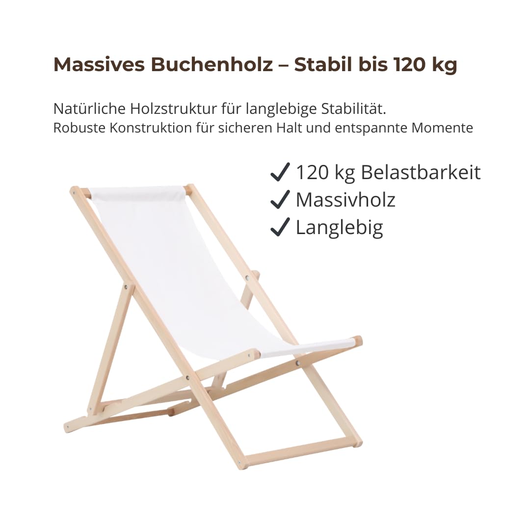 Drewniany leżak, składany, leżak przeciwsłoneczny, leżak ogrodowy, krzesło plażowe, składane drewniane krzesło ogrodowe, białe