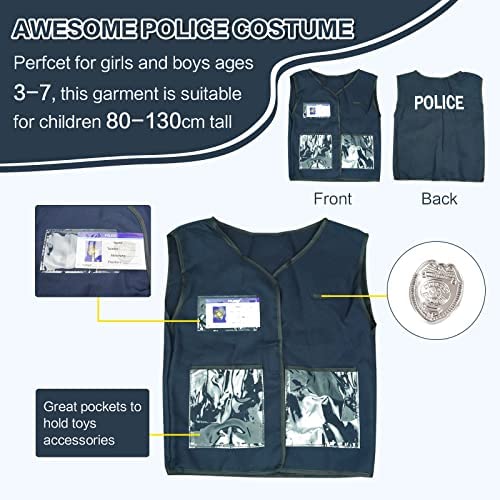 Redcrab Kids Police Officer Pretend Costume Play Toys Set,Hat And Uniform Outfit Role-Playing Toy For Toddler Dress Up,Chirldren Halloween Kit For 3+ Years Old Boys Girls #TOP3