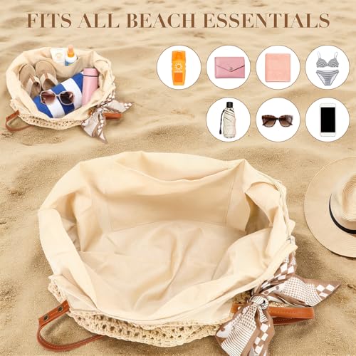 Bolso tote de crochet tejido para mujer color caqui miniatura 4