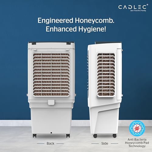 Image of Cadlec StormAir 100L Desert Air Cooler, High Speed Fan with Powerful Air Throw, Inverter Compatible, Anti-Bacteria Honeycomb Pad, 3 Year Warranty | White