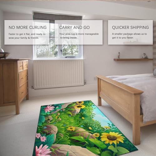 Tapis de fleurs moderne vert pour transformer une chambre froide en nid douillet