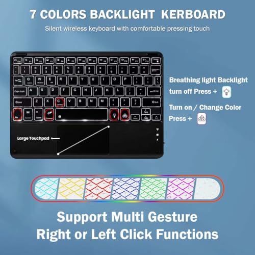 Image of Keyboard Case for OnePlus Pad 11.61 inch 2023 Back Cover Folio with Smart Trackpad, 7 Color Backlit, Pencil Holder, Multi-View Angle, Magnetically Detachable Keyboard, Tri-Fold Design